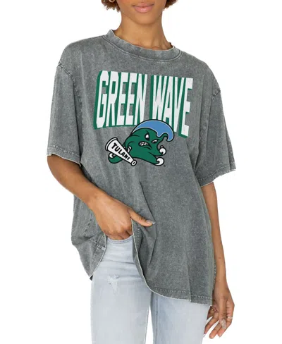 Gameday Couture Women's Gray Tulane Green Wave Solid Defense Oversized T-shirt