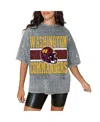Gameday Couture Women's Gray Washington Commanders Oversized Mini Rhinestone Classic T-shirt