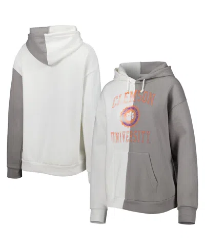 Gameday Couture Women's Gray/white Clemson Tigers Split Pullover Hoodie In White,gray
