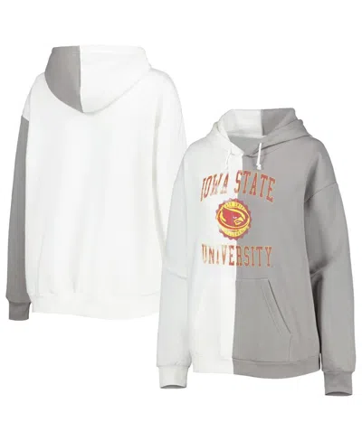 Gameday Couture Women's Gray/white Iowa State Cyclones Split Pullover Hoodie In White,gray