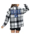 Gameday Couture Women's Grey Duke Blue Devils Long Sleeve Brushed Plaid Button-up Overshirt Jacket In Gray