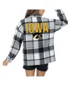 Gameday Couture Women's Grey Iowa Hawkeyes Long Sleeve Brushed Plaid Button-up Overshirt Jacket In Gray