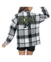 Gameday Couture Women's Grey Michigan Wolverines Long Sleeve Brushed Plaid Button-up Overshirt Jacket
