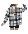 Gameday Couture Women's Grey Purdue Boilermakers Long Sleeve Brushed Plaid Button-up Overshirt Jacket In Gray
