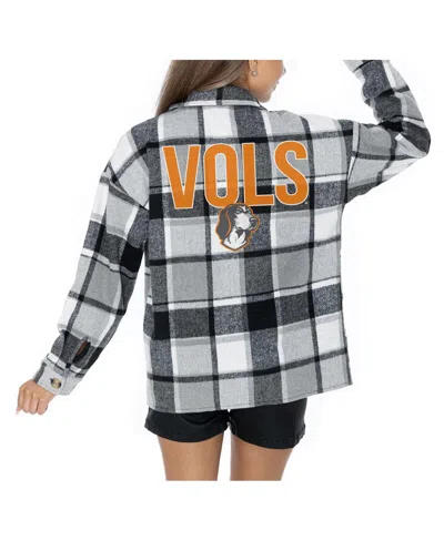 Gameday Couture Women's Grey Tennessee Volunteers Long Sleeve Brushed Plaid Button-up Overshirt Jacket In Gray