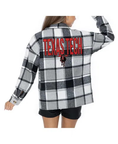 Gameday Couture Women's Grey Texas Tech Red Raiders Long Sleeve Brushed Plaid Button-up Overshirt Jacket In Gray