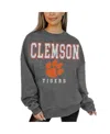 Gameday Couture Women's Heather Charcoal Clemson Tigers Distressed Fleece Pullover Sweatshirt In Charcoal