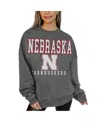 Gameday Couture Women's Heather Charcoal Nebraska Huskers Distressed Fleece Pullover Sweatshirt In Charcoal