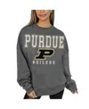 Gameday Couture Women's Heather Charcoal Purdue Boilermakers Distressed Fleece Pullover Sweatshirt In Gray