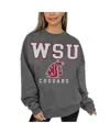 Gameday Couture Women's Heather Charcoal Washington State Cougars Oversized Distressed Fleece Pullover Sweatshirt In Gray