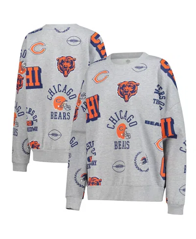 Gameday Couture Women's Heather Gray Chicago Bears Always On Repeat Fleece Sweatshirt In Animal Print
