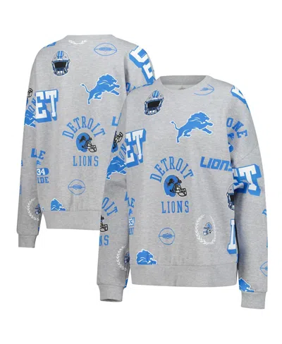 Gameday Couture Women's Heather Gray Detroit Lions Always On Repeat Fleece Sweatshirt In Animal Print