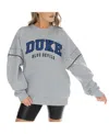 GAMEDAY COUTURE WOMEN'S HEATHER GRAY DUKE BLUE DEVILS COMPETITIVE EDGE OVERSIZED FLEECE PULLOVER SWEATSHIRT