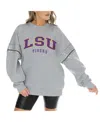 Gameday Couture Women's Heather Gray Lsu Tigers Competitive Edge Oversized Fleece Pullover Sweatshirt In Gray