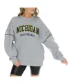 Gameday Couture Women's Heather Gray Michigan Wolverines Competitive Edge Oversized Fleece Pullover Sweatshirt In Gray