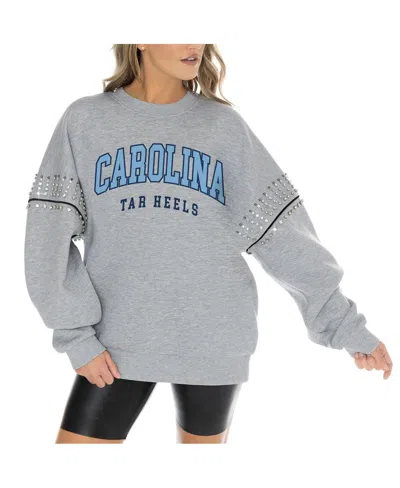 Gameday Couture Women's Heather Gray North Carolina Tar Heels Competitive Edge Oversized Fleece Pullover Sweatshirt