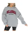 GAMEDAY COUTURE WOMEN'S HEATHER GRAY OKLAHOMA SOONERS COMPETITIVE EDGE OVERSIZED FLEECE PULLOVER SWEATSHIRT