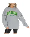 Gameday Couture Women's Heather Gray Oregon Ducks Competitive Edge Oversized Fleece Pullover Sweatshirt In Gray