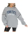 Gameday Couture Women's Heather Gray Penn State Nittany Lions Competitive Edge Oversized Fleece Pullover Sweatshirt In Heather Gray