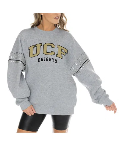 Gameday Couture Women's Heather Gray Ucf Knights Competitive Edge Oversized Fleece Pullover Sweatshirt