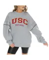 Gameday Couture Women's Heather Gray Usc Trojans Competitive Edge Oversized Fleece Pullover Sweatshirt In Heather Gray