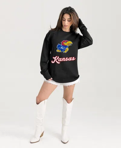 Gameday Couture Women's Kansas Jayhawks Honor Roll Oversized Dropped Shoulder Long Sleeve T-shirt In Black
