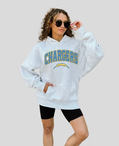 Gameday Couture Women's Los Angeles Chargers Fan Edition Relaxed-fit Kangaroo-pocket Hoodie In Gray
