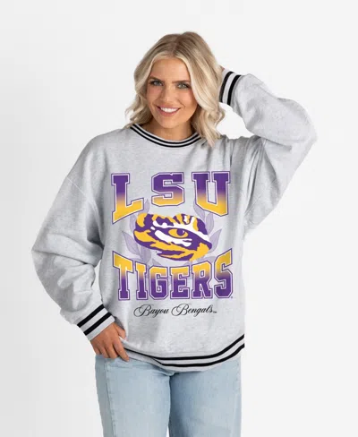 Gameday Couture Women's Lsu Tigers Fade Route Oversized Striped Sweatshirt In Gray