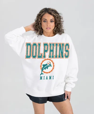 Gameday Couture Women's Miami Dolphins Classic Sunday Drives Oversized Crewneck Sweatshirt In White