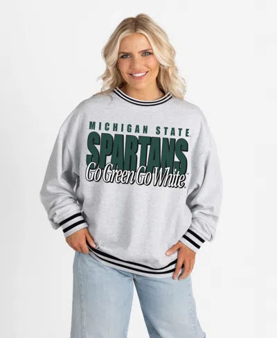 Gameday Couture Women's Michigan State Spartans Showdown Striped Oversized Sweatshirt In Gray