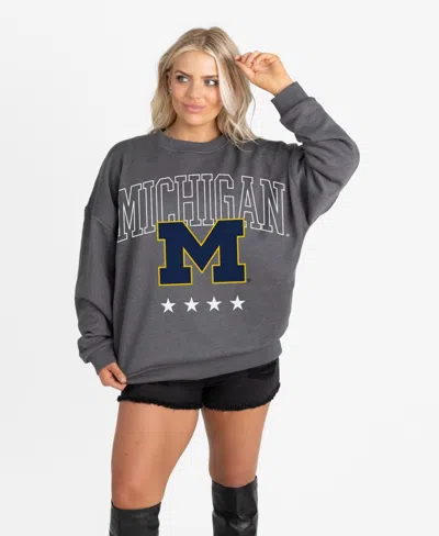 Gameday Couture Women's Michigan Wolverines Oversized Dropped-shoulder Crewneck Sweatshirt In Gray