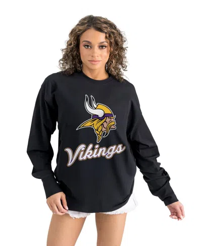 Gameday Couture Women's Minnesota Vikings Oversized Long-sleeve T-shirt In Black