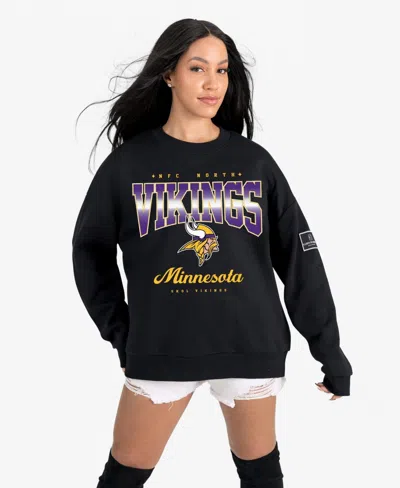 Gameday Couture Women's Minnesota Vikings Powerhouse Play Fleece Dropped-shoulder Sweatshirt In Black