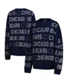 Gameday Couture Women's Navy Chicago Bears Oversized Hype Era Rhinestone Text Sweatshirt In Blue