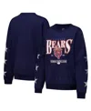 GAMEDAY COUTURE WOMEN'S NAVY CHICAGO BEARS RHINESTONE STAR SLEEVE SETTLE THE SCORE TRI-BLEND PULLOVER