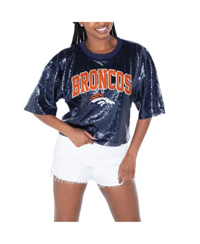 Gameday Couture Women's Navy Dallas Cowboys Rise Up Sequin Cropped T-shirt