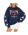 Gameday Couture Women's Navy Houston Texans Rhinestone Star Sleeve Settle The Score Tri-blend Pullover In Navy