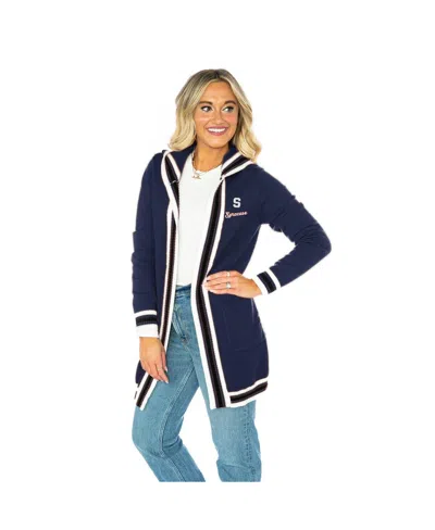 Gameday Couture Women's Navy Syracuse Orange Tri-blend Rounded Stripe Cardigan In Blue