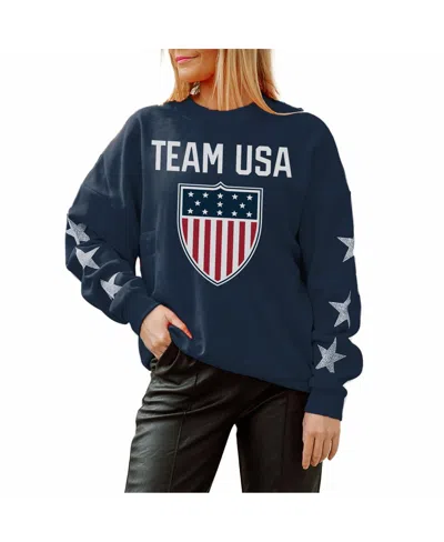 Gameday Couture Women's Navy Team Usa Glorious Horizons Drop Shoulder Pullover Sweatshirt