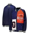 Gameday Couture Women's Navy/orange Chicago Bears Oversized Hot Shot Rhinestone Throwback Full-snap Varsity Bomber J In Navy,orange