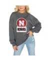 Gameday Couture Women's Nebraska Huskers Charcoal Oversized Drop Shoulder Fleece Drop Pullover Sweatshirt In Gray