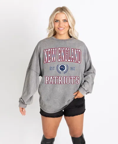 Gameday Couture Women's New England Patriots Final Score Oversized Snow-washed Long Sleeve T-shirt In Gray