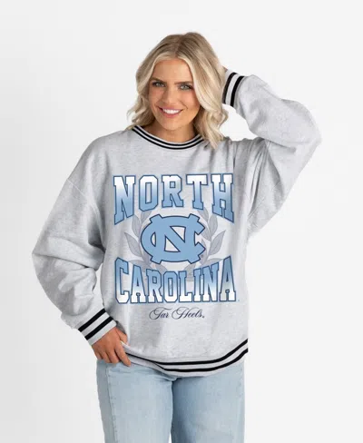 Gameday Couture Women's North Carolina Tar Heels Fade Route Oversized Striped Ringer Sweatshirt In Gray