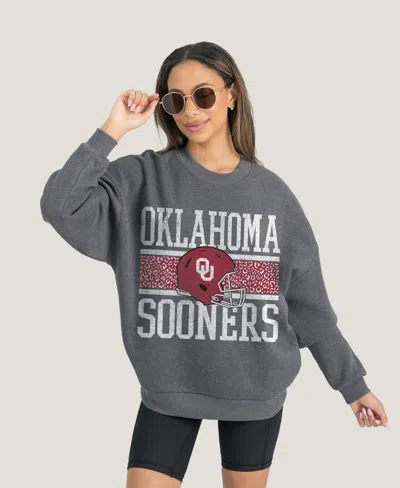 Gameday Couture Women's Oklahoma Sooners Fleece Distressed-graphic Sweatshirt In Gray