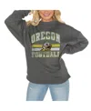 Gameday Couture Women's Oregon Ducks Charcoal Oversized Drop Shoulder Fleece Drop Pullover Sweatshirt In Gray