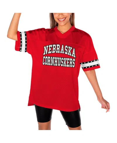 GAMEDAY COUTURE WOMEN'S RED NEBRASKA HUSKERS UNTIL KICKOFF RHINESTONE FASHION T-SHIRT