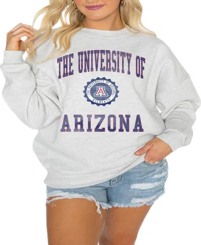 GAMEDAY COUTURE WOMEN'S STEEL ARIZONA WILDCATS GOOD VIBES PREMIUM FLEECE DROP SHOULDER PULLOVER SWEATSHIRT