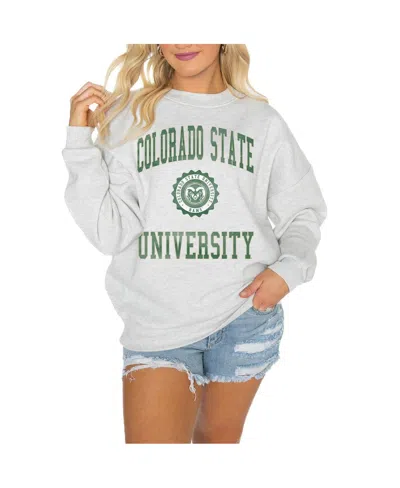 GAMEDAY COUTURE WOMEN'S STEEL COLORADO STATE RAMS GOOD VIBES PREMIUM FLEECE DROP SHOULDER PULLOVER SWEATSHIRT