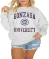 Gameday Couture Women's Steel West Virginia Mountaineers Good Vibes Premium Fleece Drop Shoulder Pullover Sweatshirt In Steel