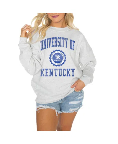 GAMEDAY COUTURE WOMEN'S STEEL KENTUCKY WILDCATS GOOD VIBES PREMIUM FLEECE DROP SHOULDER PULLOVER SWEATSHIRT